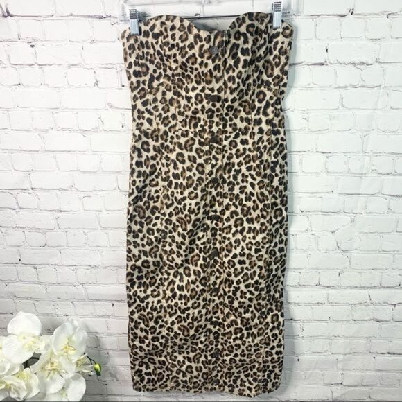 Veronica Beard Jeans Liza Leopard Denim Dress Women Black Brown 2/ XS-0373 - Picture 2 of 11